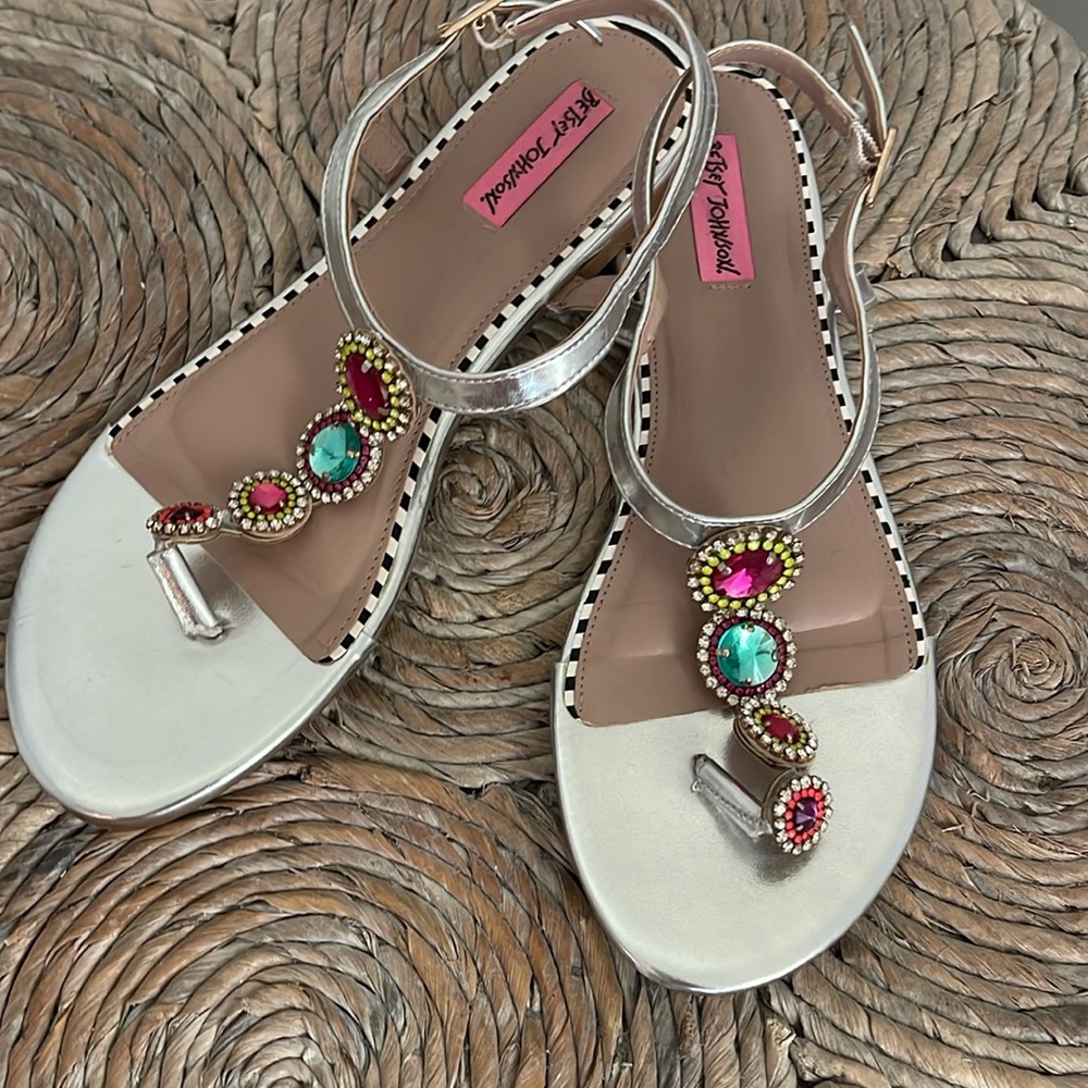 Betsey Joshson metallic sandals with stones. Only worn a few times! TTS 10